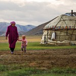 Kyrgyz nomads family living in Yurt in Pamir, Tajikistan