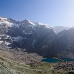 Dushokha lake and Chimtarga in Fann mountains, Tajikistan