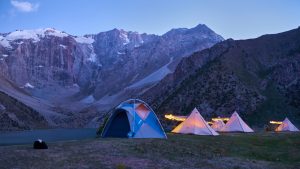 camping luxury sunset dusk trekking hiking fann mountain kulikalon tajikistan